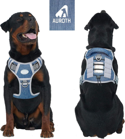 Auroth Tactical Dog Harness for Large Dogs No Pull Adjustable Pet Harness Reflective K9 Working Training Easy Control Pet Vest Military Service Dog Harnesses Army Yellow L | Easy Control with handle, Adjustable, Reflective, Military K9, for German