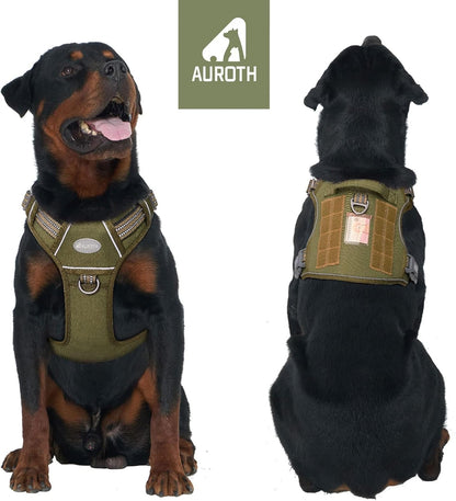 Auroth Tactical Dog Harness for Large Dogs No Pull Adjustable Pet Harness Reflective K9 Working Training Easy Control Pet Vest Military Service Dog Harnesses Army Yellow L | Easy Control with handle, Adjustable, Reflective, Military K9, for German