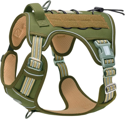 Auroth Tactical Dog Harness for Large Dogs No Pull Adjustable Pet Harness Reflective K9 Working Training Easy Control Pet Vest Military Service Dog Harnesses Army Yellow L | Easy Control with handle, Adjustable, Reflective, Military K9, for German