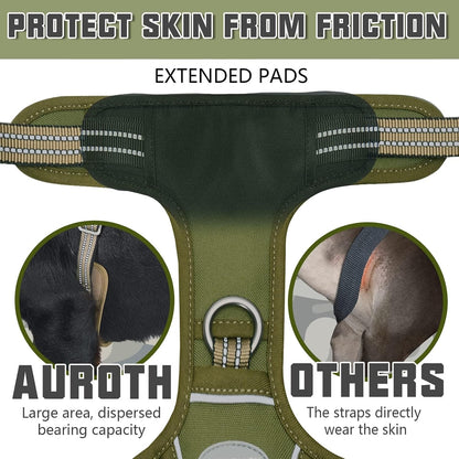 Auroth Tactical Dog Harness for Large Dogs No Pull Adjustable Pet Harness Reflective K9 Working Training Easy Control Pet Vest Military Service Dog Harnesses Army Yellow L | Easy Control with handle, Adjustable, Reflective, Military K9, for German