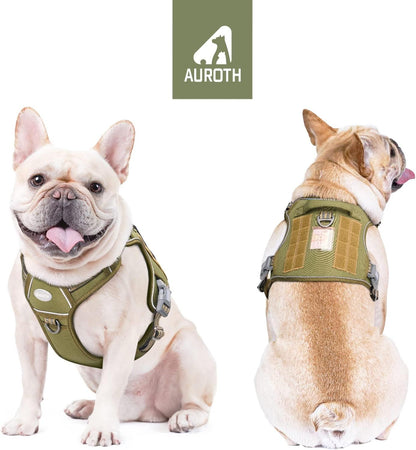 Auroth Tactical Dog Harness for Large Dogs No Pull Adjustable Pet Harness Reflective K9 Working Training Easy Control Pet Vest Military Service Dog Harnesses Army Yellow L | Easy Control with handle, Adjustable, Reflective, Military K9, for German