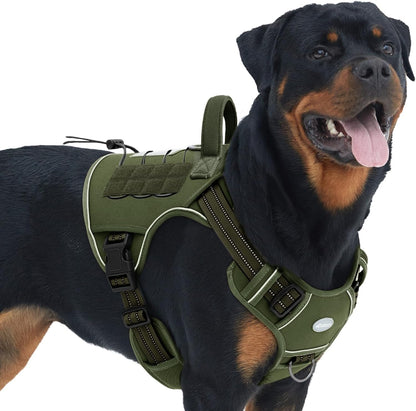 Auroth Tactical Dog Harness for Large Dogs No Pull Adjustable Pet Harness Reflective K9 Working Training Easy Control Pet Vest Military Service Dog Harnesses Army Yellow L | Easy Control with handle, Adjustable, Reflective, Military K9, for German