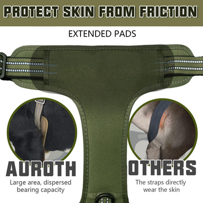 Auroth Tactical Dog Harness for Large Dogs No Pull Adjustable Pet Harness Reflective K9 Working Training Easy Control Pet Vest Military Service Dog Harnesses Army Yellow L | Easy Control with handle, Adjustable, Reflective, Military K9, for German