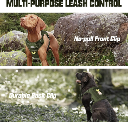Auroth Tactical Dog Harness for Large Dogs No Pull Adjustable Pet Harness Reflective K9 Working Training Easy Control Pet Vest Military Service Dog Harnesses Army Yellow L | Easy Control with handle, Adjustable, Reflective, Military K9, for German