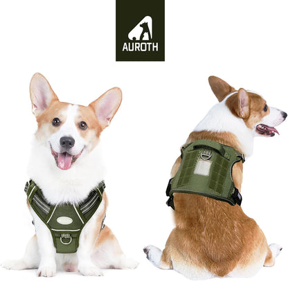Auroth Tactical Dog Harness for Large Dogs No Pull Adjustable Pet Harness Reflective K9 Working Training Easy Control Pet Vest Military Service Dog Harnesses Army Yellow L | Easy Control with handle, Adjustable, Reflective, Military K9, for German