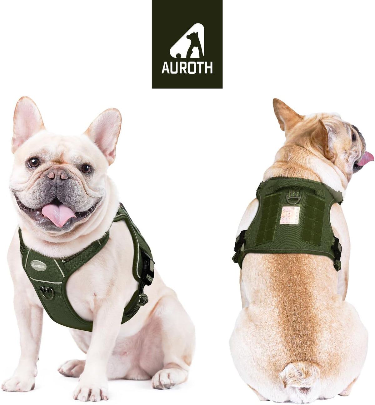 Auroth Tactical Dog Harness for Large Dogs No Pull Adjustable Pet Harness Reflective K9 Working Training Easy Control Pet Vest Military Service Dog Harnesses Army Yellow L | Easy Control with handle, Adjustable, Reflective, Military K9, for German