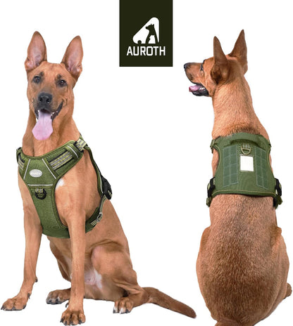 Auroth Tactical Dog Harness for Large Dogs No Pull Adjustable Pet Harness Reflective K9 Working Training Easy Control Pet Vest Military Service Dog Harnesses Army Yellow L | Easy Control with handle, Adjustable, Reflective, Military K9, for German
