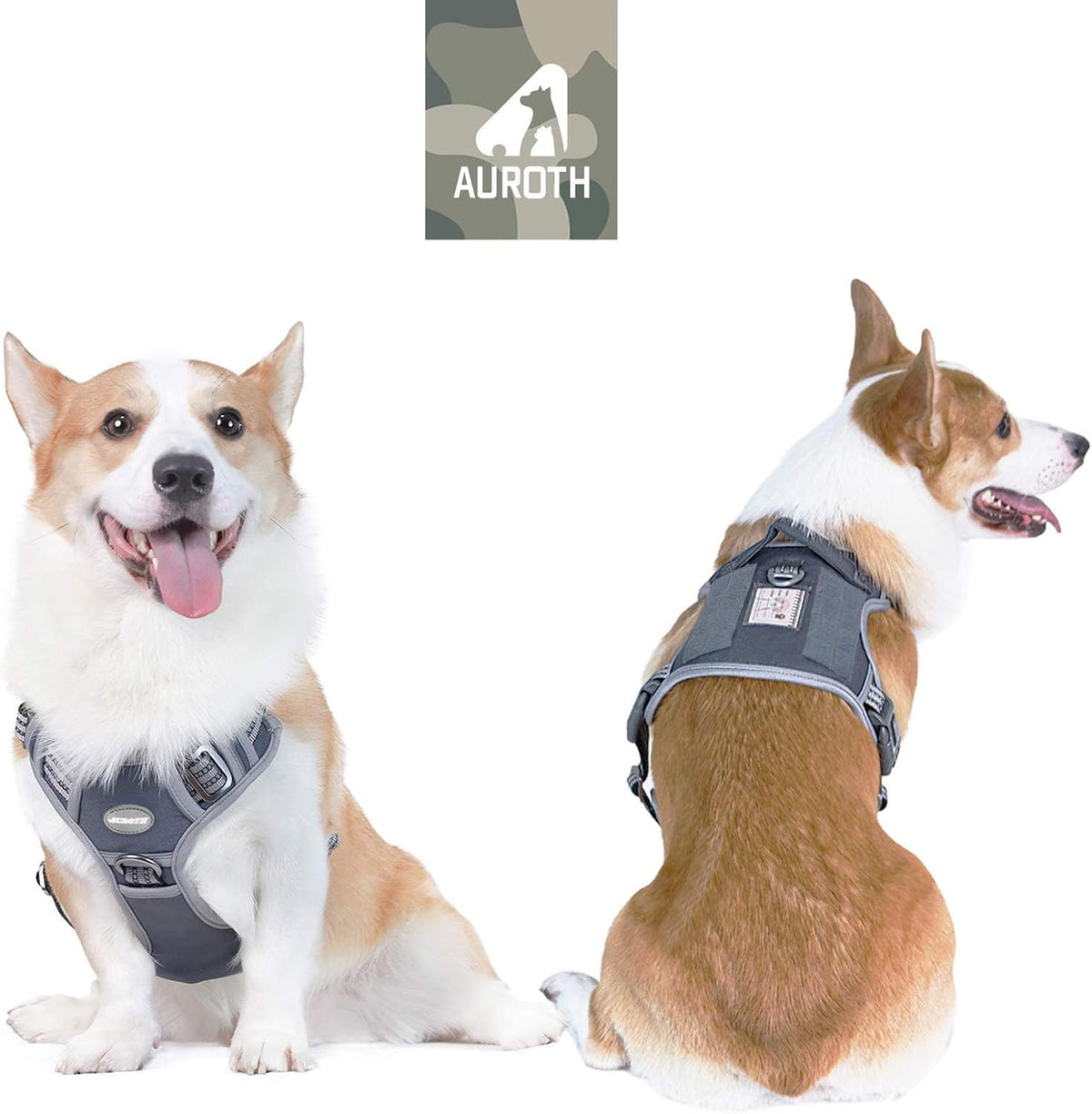 Auroth Tactical Dog Harness for Large Dogs No Pull Adjustable Pet Harness Reflective K9 Working Training Easy Control Pet Vest Military Service Dog Harnesses Army Yellow L | Easy Control with handle, Adjustable, Reflective, Military K9, for German