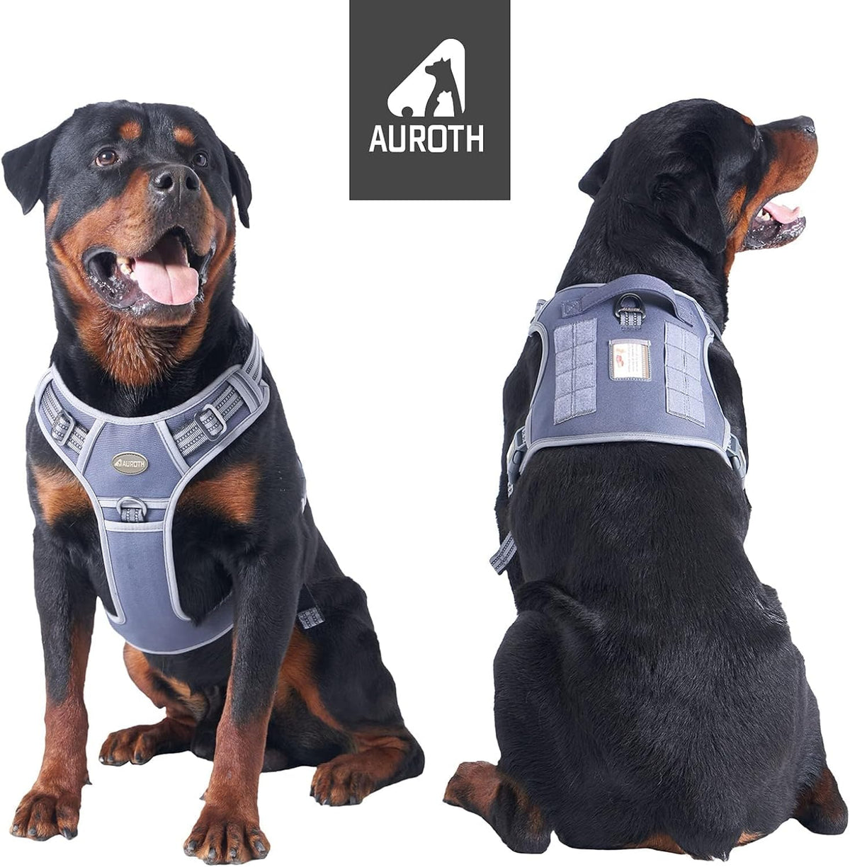 Auroth Tactical Dog Harness for Large Dogs No Pull Adjustable Pet Harness Reflective K9 Working Training Easy Control Pet Vest Military Service Dog Harnesses Army Yellow L | Easy Control with handle, Adjustable, Reflective, Military K9, for German
