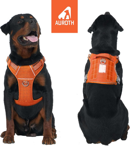 Auroth Tactical Dog Harness for Large Dogs No Pull Adjustable Pet Harness Reflective K9 Working Training Easy Control Pet Vest Military Service Dog Harnesses Army Yellow L | Easy Control with handle, Adjustable, Reflective, Military K9, for German