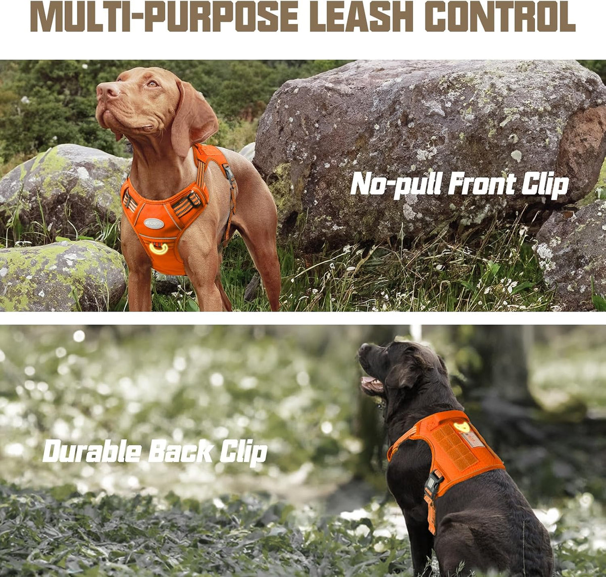 Auroth Tactical Dog Harness for Large Dogs No Pull Adjustable Pet Harness Reflective K9 Working Training Easy Control Pet Vest Military Service Dog Harnesses Army Yellow L | Easy Control with handle, Adjustable, Reflective, Military K9, for German