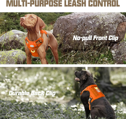 Auroth Tactical Dog Harness for Large Dogs No Pull Adjustable Pet Harness Reflective K9 Working Training Easy Control Pet Vest Military Service Dog Harnesses Army Yellow L | Easy Control with handle, Adjustable, Reflective, Military K9, for German