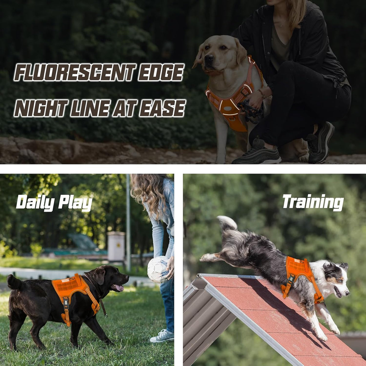 Auroth Tactical Dog Harness for Large Dogs No Pull Adjustable Pet Harness Reflective K9 Working Training Easy Control Pet Vest Military Service Dog Harnesses Army Yellow L | Easy Control with handle, Adjustable, Reflective, Military K9, for German