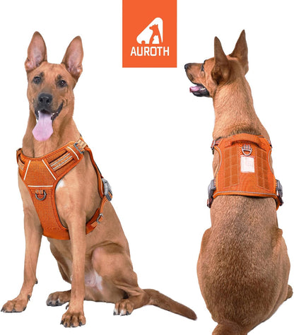 Auroth Tactical Dog Harness for Large Dogs No Pull Adjustable Pet Harness Reflective K9 Working Training Easy Control Pet Vest Military Service Dog Harnesses Army Yellow L | Easy Control with handle, Adjustable, Reflective, Military K9, for German