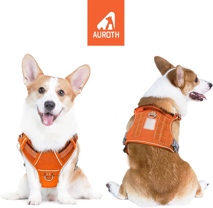 Auroth Tactical Dog Harness for Large Dogs No Pull Adjustable Pet Harness Reflective K9 Working Training Easy Control Pet Vest Military Service Dog Harnesses Army Yellow L | Easy Control with handle, Adjustable, Reflective, Military K9, for German