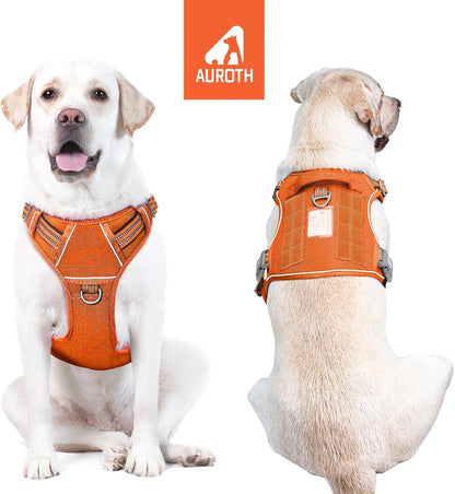 Auroth Tactical Dog Harness for Large Dogs No Pull Adjustable Pet Harness Reflective K9 Working Training Easy Control Pet Vest Military Service Dog Harnesses Army Yellow L | Easy Control with handle, Adjustable, Reflective, Military K9, for German