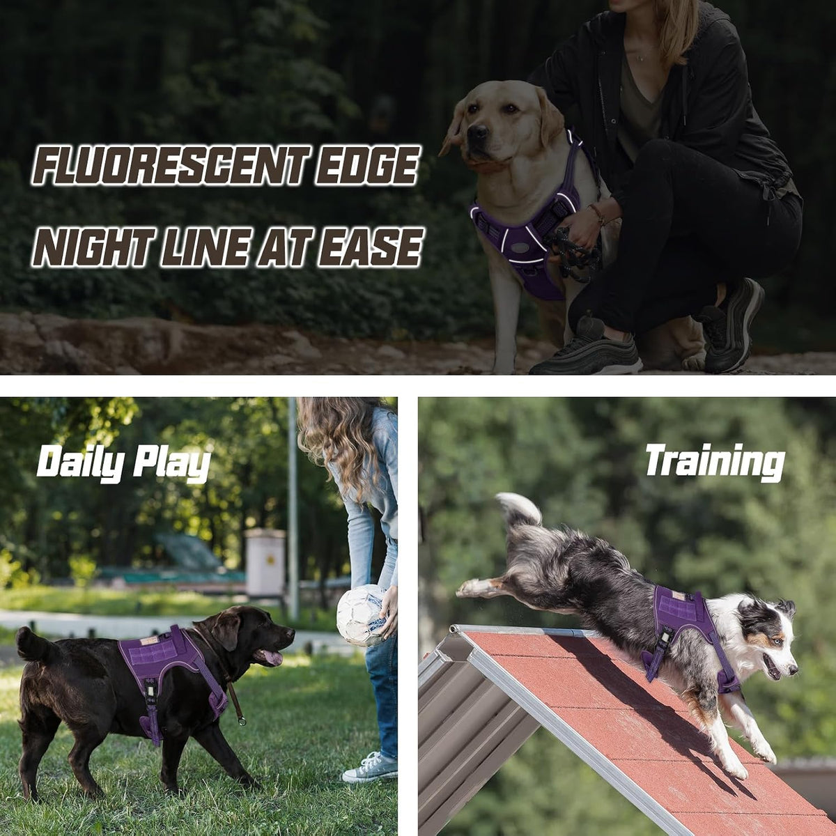 Auroth Tactical Dog Harness for Large Dogs No Pull Adjustable Pet Harness Reflective K9 Working Training Easy Control Pet Vest Military Service Dog Harnesses Army Yellow L | Easy Control with handle, Adjustable, Reflective, Military K9, for German