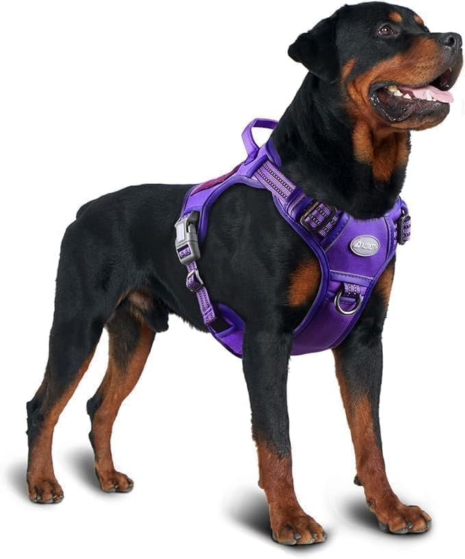 Auroth Tactical Dog Harness for Large Dogs No Pull Adjustable Pet Harness Reflective K9 Working Training Easy Control Pet Vest Military Service Dog Harnesses Army Yellow L | Easy Control with handle, Adjustable, Reflective, Military K9, for German