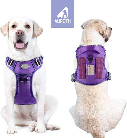 Auroth Tactical Dog Harness for Large Dogs No Pull Adjustable Pet Harness Reflective K9 Working Training Easy Control Pet Vest Military Service Dog Harnesses Army Yellow L | Easy Control with handle, Adjustable, Reflective, Military K9, for German