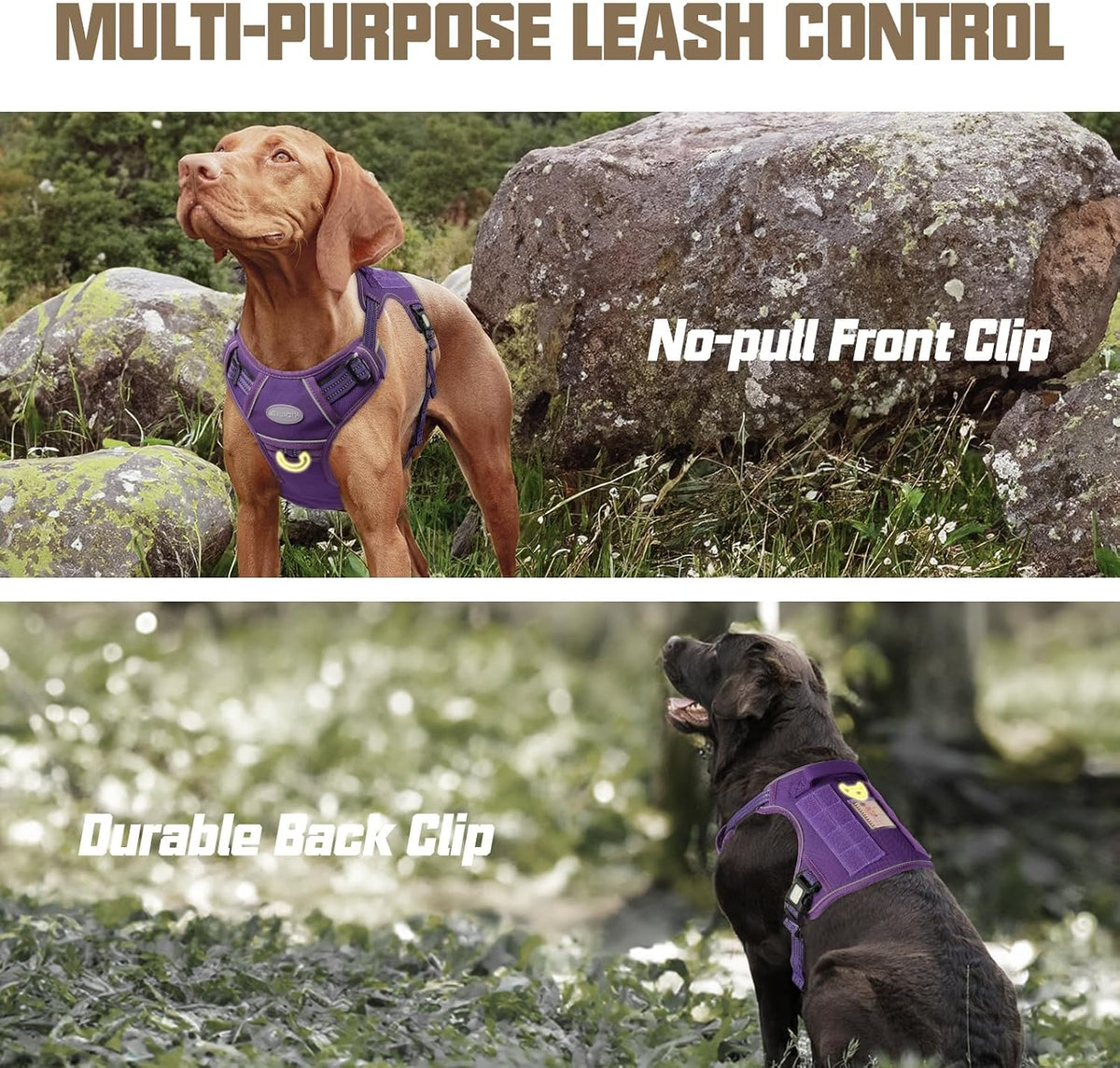 Auroth Tactical Dog Harness for Large Dogs No Pull Adjustable Pet Harness Reflective K9 Working Training Easy Control Pet Vest Military Service Dog Harnesses Army Yellow L | Easy Control with handle, Adjustable, Reflective, Military K9, for German