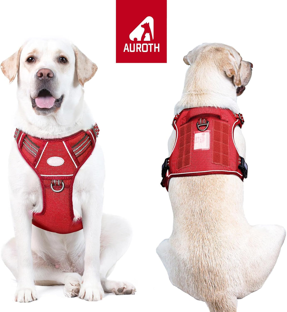 Auroth Tactical Dog Harness for Large Dogs No Pull Adjustable Pet Harness Reflective K9 Working Training Easy Control Pet Vest Military Service Dog Harnesses Army Yellow L | Easy Control with handle, Adjustable, Reflective, Military K9, for German