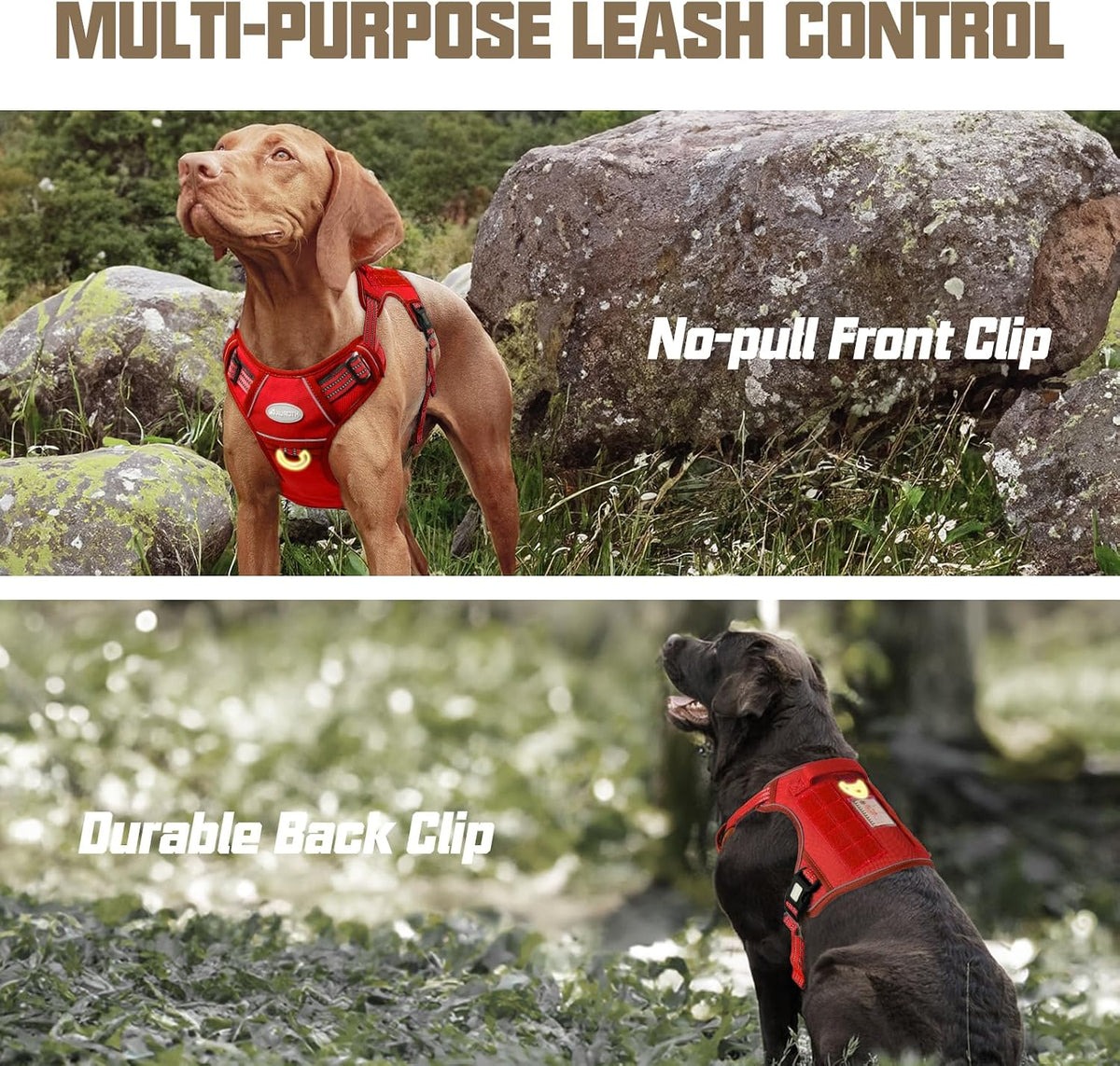 Auroth Tactical Dog Harness for Large Dogs No Pull Adjustable Pet Harness Reflective K9 Working Training Easy Control Pet Vest Military Service Dog Harnesses Army Yellow L | Easy Control with handle, Adjustable, Reflective, Military K9, for German