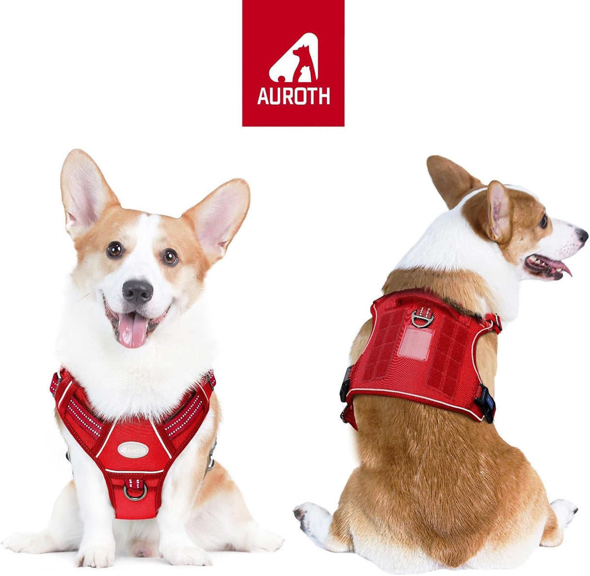 Auroth Tactical Dog Harness for Large Dogs No Pull Adjustable Pet Harness Reflective K9 Working Training Easy Control Pet Vest Military Service Dog Harnesses Army Yellow L | Easy Control with handle, Adjustable, Reflective, Military K9, for German