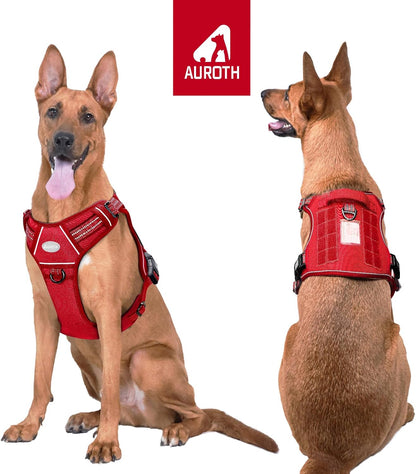 Auroth Tactical Dog Harness for Large Dogs No Pull Adjustable Pet Harness Reflective K9 Working Training Easy Control Pet Vest Military Service Dog Harnesses Army Yellow L | Easy Control with handle, Adjustable, Reflective, Military K9, for German