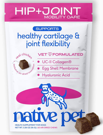 Hip and Joint Supplement Dogs - Powder with UC-II Collagen and HMB - Senior and Large Breed Dog Joint Support - Made in USA - 30 Scoops