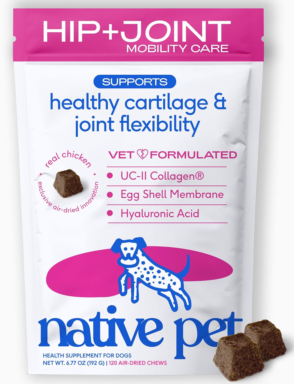 Hip and Joint Supplement Dogs - Powder with UC-II Collagen and HMB - Senior and Large Breed Dog Joint Support - Made in USA - 30 Scoops