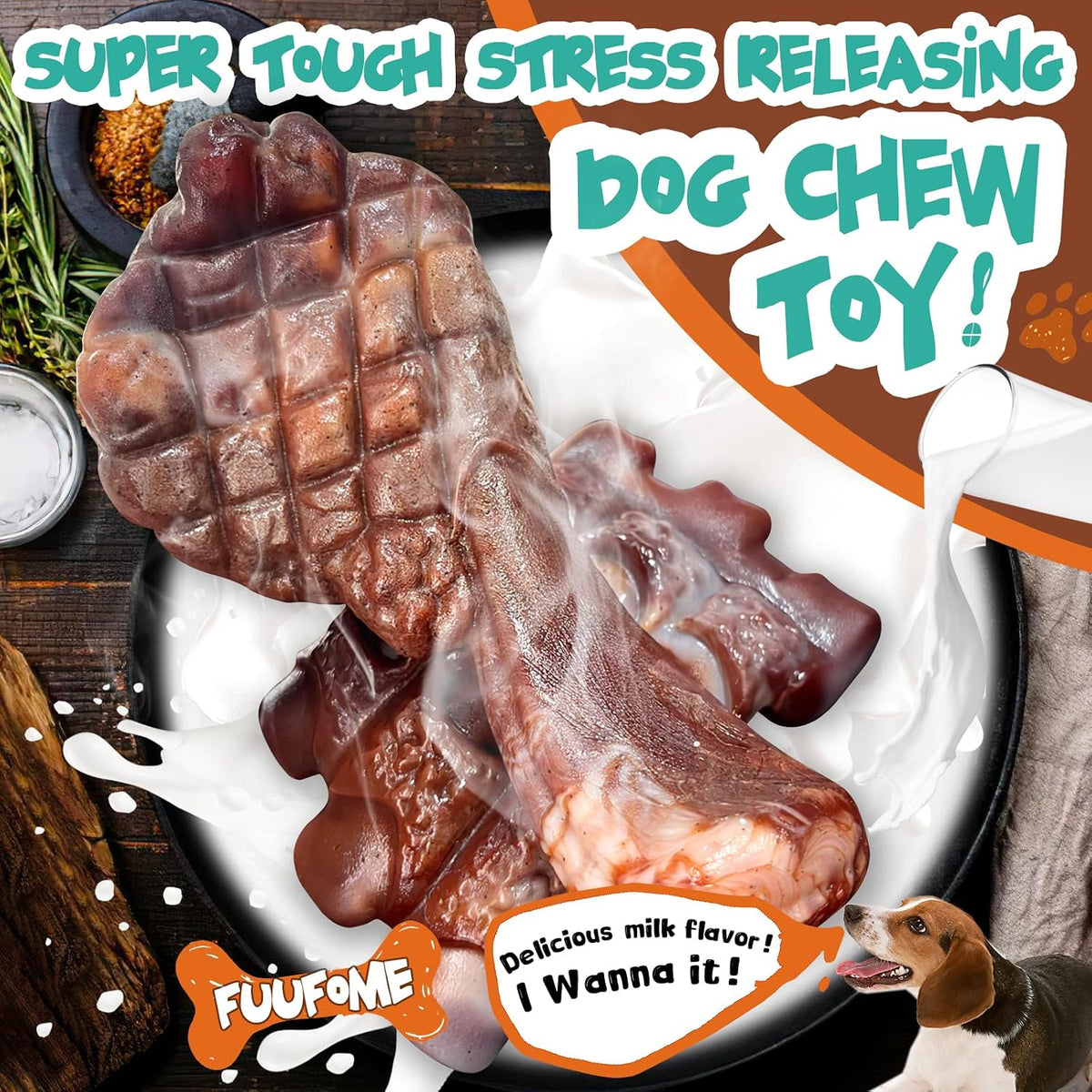 Tough Dog Chew Toys for Medium & Large Aggressive Chewers, 2 Pack
