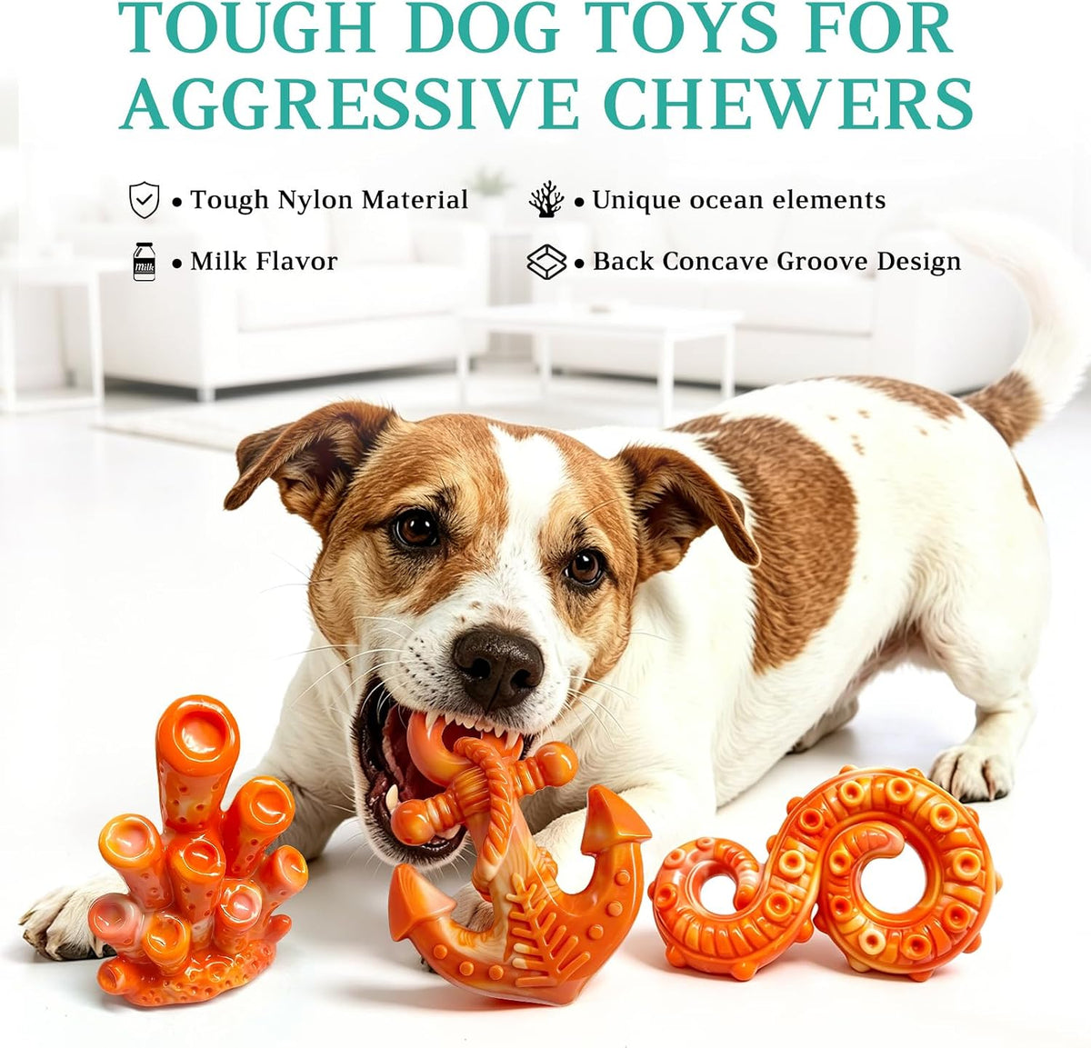 Tough Dog Chew Toys for Medium & Large Aggressive Chewers, 2 Pack