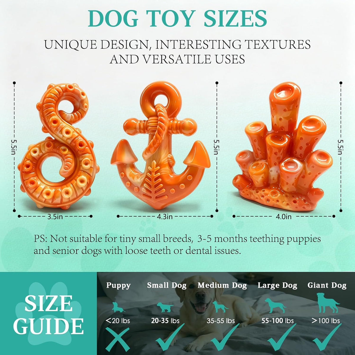 Tough Dog Chew Toys for Medium & Large Aggressive Chewers, 2 Pack