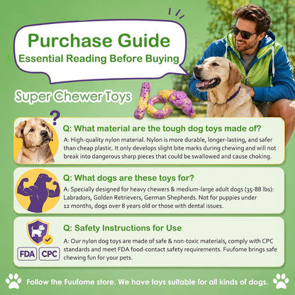 Tough Dog Chew Toys for Medium & Large Aggressive Chewers, 2 Pack