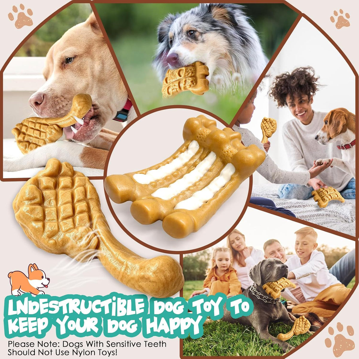 Tough Dog Chew Toys for Medium & Large Aggressive Chewers, 2 Pack