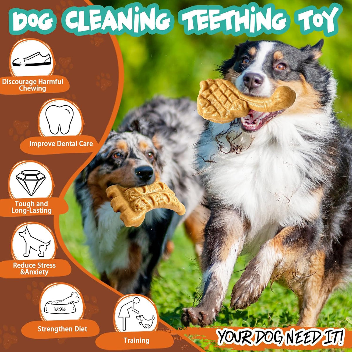 Tough Dog Chew Toys for Medium & Large Aggressive Chewers, 2 Pack