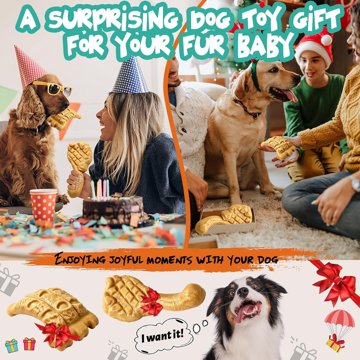 Tough Dog Chew Toys for Medium & Large Aggressive Chewers, 2 Pack
