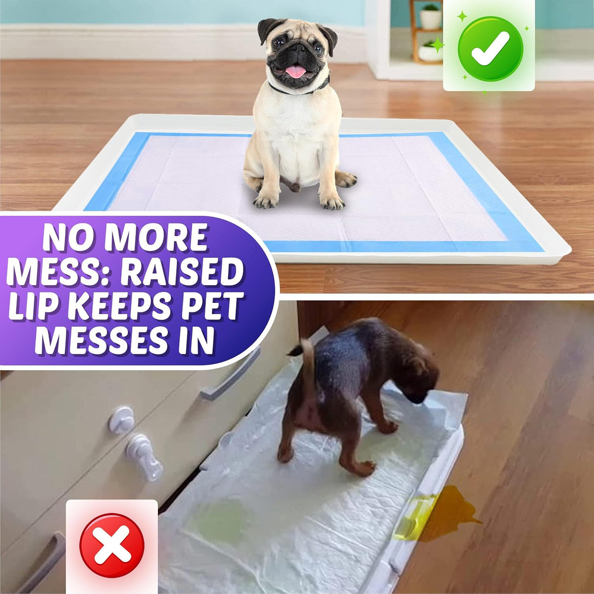 Dog Pee Pad Holder - Fits Up to 30” x 36” Pee Pad - - Grey