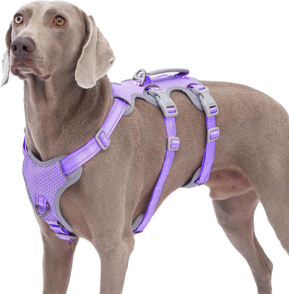 Escape Proof Dog Harness, No Pull Reflective Harness with Lift Handle, Adjustable Pet Vest with Front and Back Leash Clips for Small Medium Large Dogs Walking Hiking Training (Black,L)