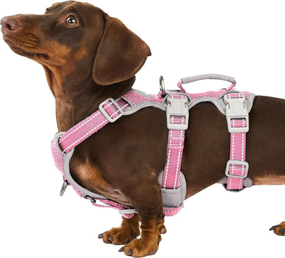Escape Proof Dog Harness, No Pull Reflective Harness with Lift Handle, Adjustable Pet Vest with Front and Back Leash Clips for Small Medium Large Dogs Walking Hiking Training (Black,L)