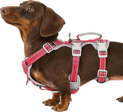 Escape Proof Dog Harness, No Pull Reflective Harness with Lift Handle, Adjustable Pet Vest with Front and Back Leash Clips for Small Medium Large Dogs Walking Hiking Training (Black,L)