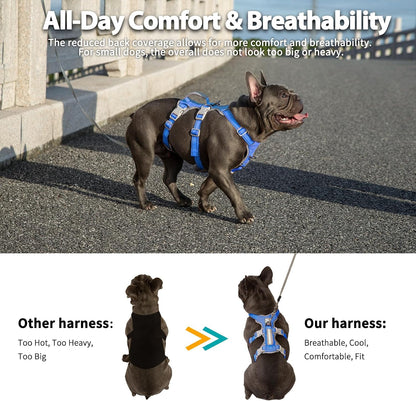 Escape Proof Dog Harness, No Pull Reflective Harness with Lift Handle, Adjustable Pet Vest with Front and Back Leash Clips for Small Medium Large Dogs Walking Hiking Training (Black,L)