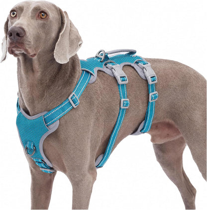 Escape Proof Dog Harness, No Pull Reflective Harness with Lift Handle, Adjustable Pet Vest with Front and Back Leash Clips for Small Medium Large Dogs Walking Hiking Training (Black,L)
