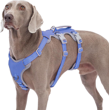 Escape Proof Dog Harness, No Pull Reflective Harness with Lift Handle, Adjustable Pet Vest with Front and Back Leash Clips for Small Medium Large Dogs Walking Hiking Training (Black,L)