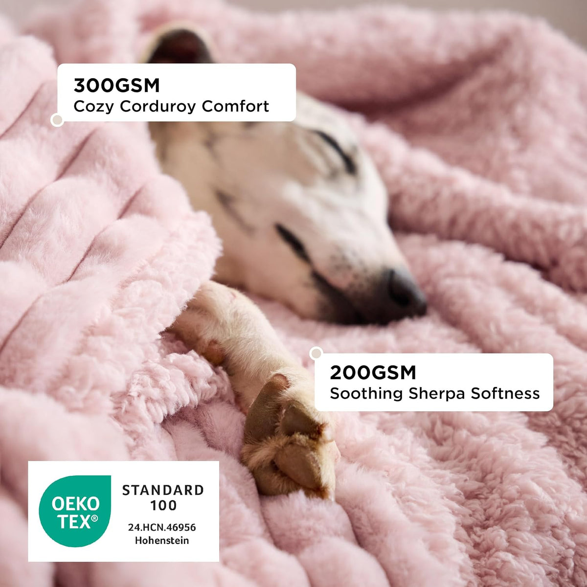 ComfyFleece™ Waterproof Dog Blankets for Large Dogs,50x60 Cream | Soft Plush Couch Cover,Washable Corduroy Fleece for Furniture Protector,Cozy Calming Reversible Pet Blanket for Senior Dogs