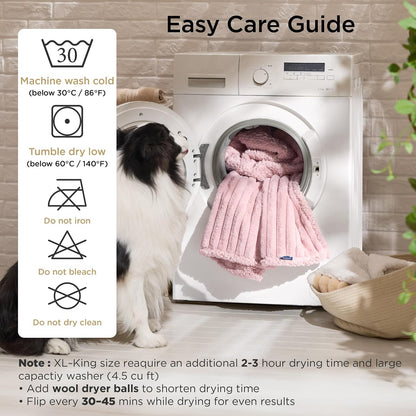 ComfyFleece™ Waterproof Dog Blankets for Large Dogs,50x60 Cream | Soft Plush Couch Cover,Washable Corduroy Fleece for Furniture Protector,Cozy Calming Reversible Pet Blanket for Senior Dogs