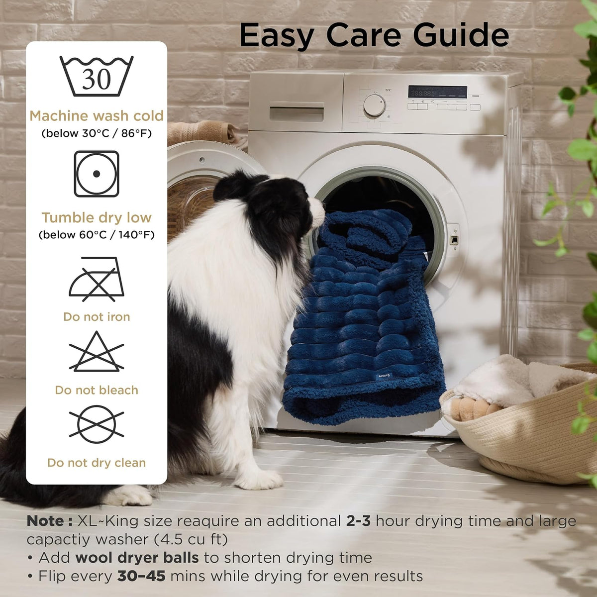 ComfyFleece™ Waterproof Dog Blankets for Large Dogs,50x60 Cream | Soft Plush Couch Cover,Washable Corduroy Fleece for Furniture Protector,Cozy Calming Reversible Pet Blanket for Senior Dogs