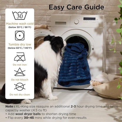 ComfyFleece™ Waterproof Dog Blankets for Large Dogs,50x60 Cream | Soft Plush Couch Cover,Washable Corduroy Fleece for Furniture Protector,Cozy Calming Reversible Pet Blanket for Senior Dogs