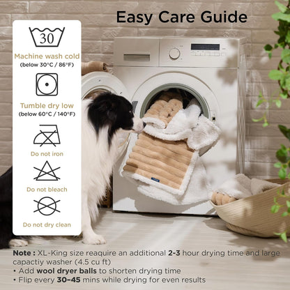 ComfyFleece™ Waterproof Dog Blankets for Large Dogs,50x60 Cream | Soft Plush Couch Cover,Washable Corduroy Fleece for Furniture Protector,Cozy Calming Reversible Pet Blanket for Senior Dogs