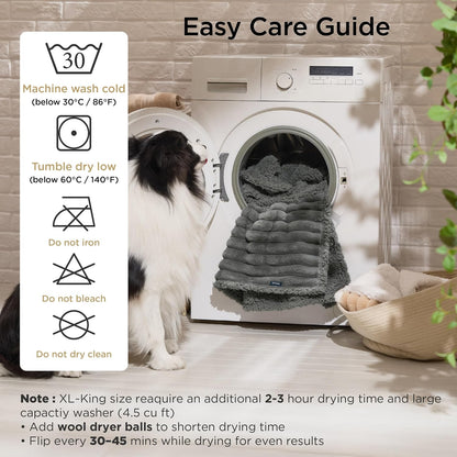 ComfyFleece™ Waterproof Dog Blankets for Large Dogs,50x60 Cream | Soft Plush Couch Cover,Washable Corduroy Fleece for Furniture Protector,Cozy Calming Reversible Pet Blanket for Senior Dogs